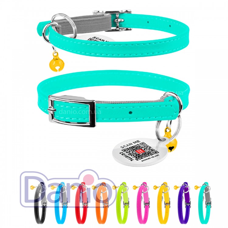 Collar (Украина) Нашийник для котів шкіряний WAUDOG Glamour з QR