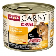 Влажный корм для кошек Animonda Carny Adult Beef, Chicken+Duck hearts 200г, с говядиной, курицей и утиными сердцами