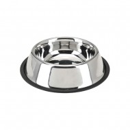 Миска SWI металева з гумовим обідком, з кісточкою для собак, 1,4л