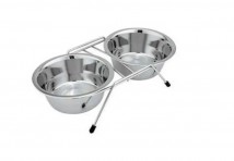 Підставка SWI низька металева під миски + 2 миски, 2 х 350 мл