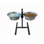 Підставка SWI висока металева під миски + 2 миски, 2 х 2,83 л