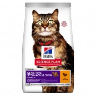 Корм для кошек Hill's SCIENCE PLAN Adult Sensitive Stomach&Skin с чувствительным пищеварением и кожей, с курицей, 1,5 кг