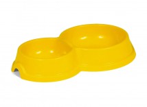 Миска пластикова Природа №1 подвійна, жовта, 150/270 мл