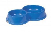 Миска пластикова Природа №2 подвійна, синя, 250/450 мл