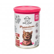 Влажный корм для взрослых котов Pet Chef с говядиной 415 г, кусочки в желе (93588)