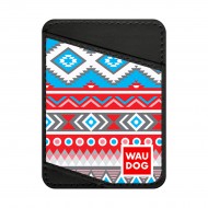 Візитниця WAUDOG Design з малюнком Етно, шкіра преміум (ширина 70 мм, довжина 95 мм) чорний