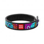 Браслет WAUDOG Design з малюнком Літо шкіра М (ширина 15 мм, довжина 21-23 см) чорний