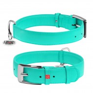 Ошейник для собак кожаный WAUDOG Glamour с QR паспортом, без украшений, L, Ш 25 мм, Дл 38-49 см ментоловый