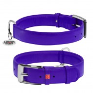 Ошейник для собак кожаный WAUDOG Glamour с QR паспортом, без украшений, XL, Ш 35 мм, Дл 46-60 см фиолетовый