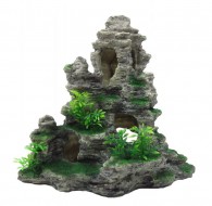 Декорация для аквариума Скала с растениями 27х14х25см