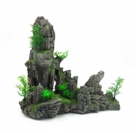 Декорация для аквариума Скала с растениями 29х15х26см