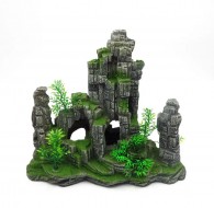 Декорация для аквариума Скала с растениями 30х10х25см