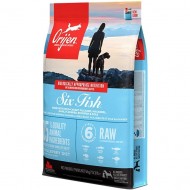 Сухой корм ORIJEN 6 Fish Dog 6 кг, для собак всех пород и возрастов, с сардиной, макрелью, хеком, камбалой, окунем и солей