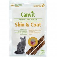 Полувлажные лакомства CANVIT Skin and Coat 100гр, для котов, для здоровья кожи и шерсти, с лососем