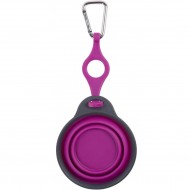 Дорожная складная миска DEXAS Travel Cup Bottle Holder & Carabiner с креплением на бутылку 240мл, для собак, пурпурная