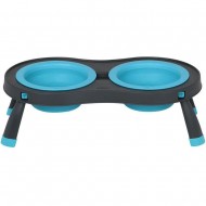 Подвійна миска DEXAS Double Elevated Feeder Large на складній підставці 600мл, для собак, блакитна