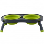 Подвійна миска DEXAS Double Elevated Feeder Large на складній підставці 600мл, для собак, зелена