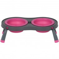 Подвійна миска DEXAS Double Elevated Feeder Large на складній підставці 600мл, для собак, рожева