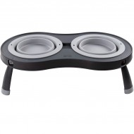 Подвійна миска DEXAS Double Elevated Feeder Large на складній підставці 600мл, для собак, світло-сіра