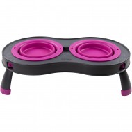 Двойная миска DEXAS Double Elevated Feeder Small на складной подставке 240мл, для собак, пурпурная 