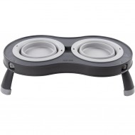 Двойная миска DEXAS Double Elevated Feeder Small на складной подставке 240мл, для собак, светло-серая