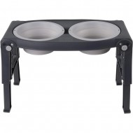 Двойная миска DEXAS Adjustable Height Pet Feeder с регулируемыми ножками 960мл, для собак, светло-серая