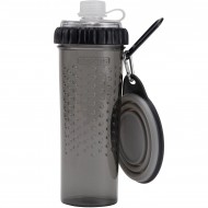 Подвійна пляшка DEXAS Snack-Duo with Companion Cup зі складною мискою 720мл, для води та корму, сіра