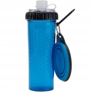 Подвійна пляшка DEXAS Snack-Duo with Companion Cup зі складною мискою 720мл, для води та корму, блакитна