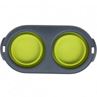 Подвійна миска DEXAS Collapsible/Expandable Pet Feeder 1.2л, для собак, зелена