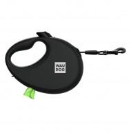 Поводок-рулетка для собак светоотражающий с контейнером для пакетов WAUDOG R-leash L 5м до 40кг, черный