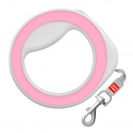 Поводок-рулетка для собак светоотражающий круглый WAUDOG R-leash  XS-M 2,9м до 40кг, розовый