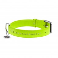 Collar (Украина) Нашийник для собак шкіряний WAUDOG Glamour М 20мм/30-39см, подвійний зі стразами, з QR-паспортом, салатовий