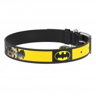 Ошейник для собак кожаный WAUDOG Design L 25мм/38-49см, c QR-паспортом, Бэтмен2 черный