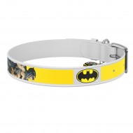 Ошейник для собак кожаный WAUDOG Design XL 35мм/46-59см, c QR-паспортом, Бэтмен2 белый