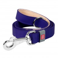 Поводок для собак кожаный WAUDOG Classic L-XL 25мм/122см, фиолетовый
