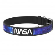 Ошейник для собак кожаный WAUDOG Design M 20мм/29-38см, c QR-паспортом, NASA21 черный