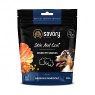 Лакомства для собак Savory Crunchy Snacks Skin & Coat Salmon & Marigolds с лососем и бархатцами,200г