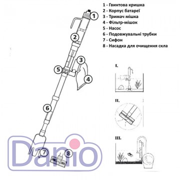 Сифон для грунта на батарейках Hobby Perfektus