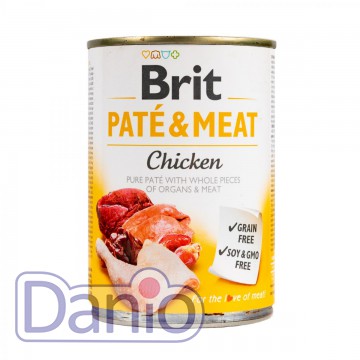 Влажный корм для собак Brit Pate & Meat Chicken 400г, с курицей 