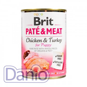 Влажный корм для щенков Brit Pate & Meat Chicken 400г, с курицей