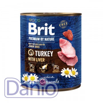 Корм для щенков Brit Premium By Nature Turkey with Liver 800г, с