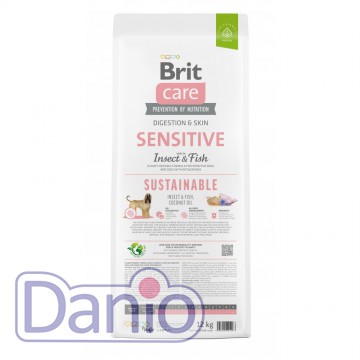Сухой корм для собак Brit Care Dog Sustainable Sensitive 12кг, с