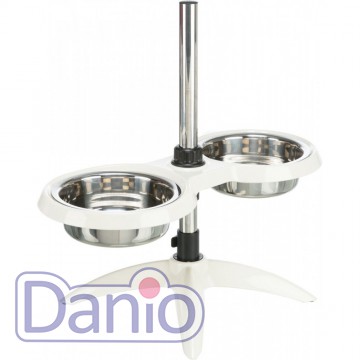 Миска Trixie для собак, на регульованій підставці, біла, 2х2,4