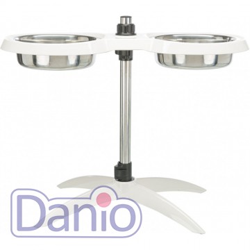 Миска Trixie для собак, на регульованій підставці, біла, 2х2,4