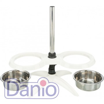 Миска Trixie для собак, на регульованій підставці, біла, 2х2,4