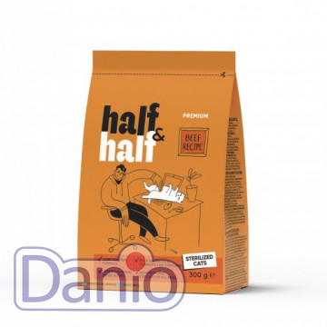Сухой корм для кошек Half&Half Sterilized 300 г, с говядиной