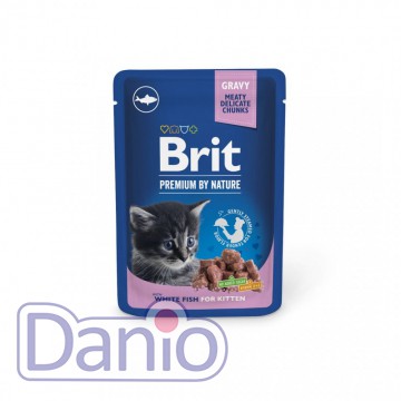 Влажный корм для котят Brit Premium pouch 100 г, с белой рыбой в