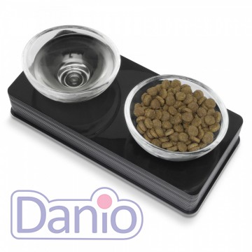 Миска стеклянная для кошек Catit на чёрной подставке, 12см/200мл