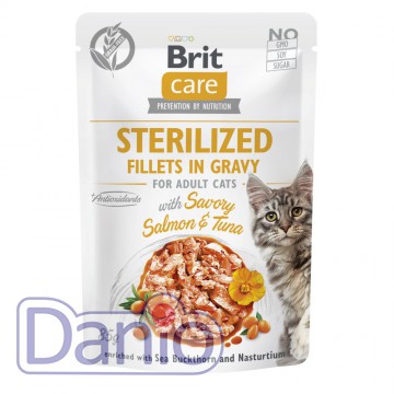 Влажный корм для кошек Brit Care Cat Sterilized 85 г, с лососем 