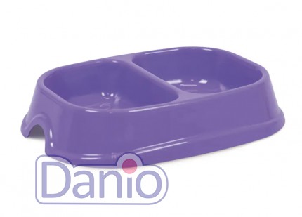Миска пластиковая Природа Модерн Дуэт №1 двойная, светло-фиолето